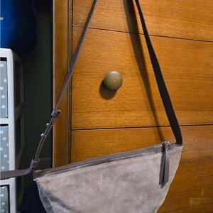 The Sak “Tess” Taupe Suede Crossbody Bag